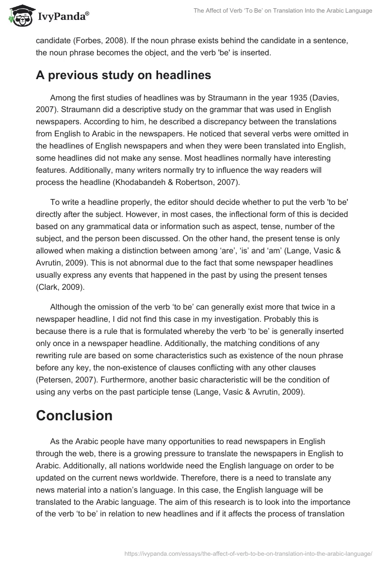 The Affect of Verb ‘To Be’ on Translation Into the Arabic Language. Page 4