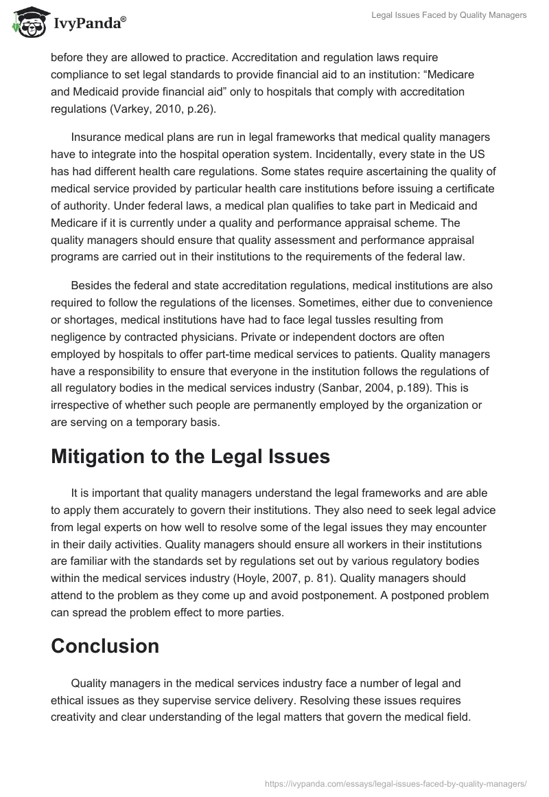 Legal Issues Faced by Quality Managers. Page 2