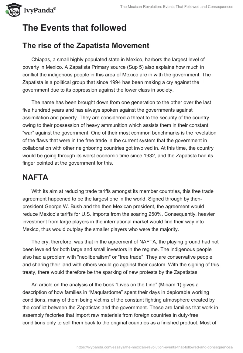 The Mexican Revolution: Events That Followed and Consequences. Page 2