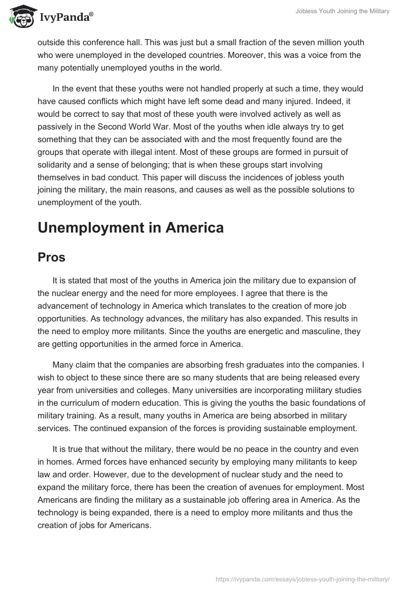 Jobless Youth Joining the Military. Page 2