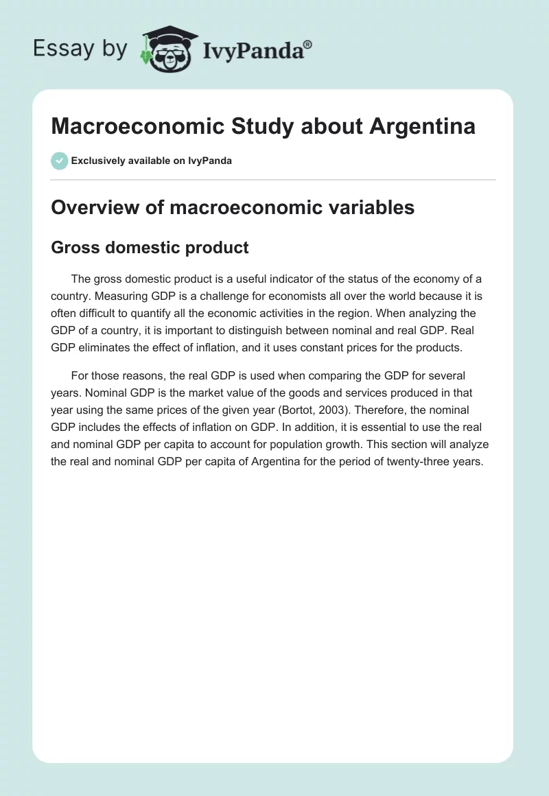 Macroeconomic Study about Argentina. Page 1