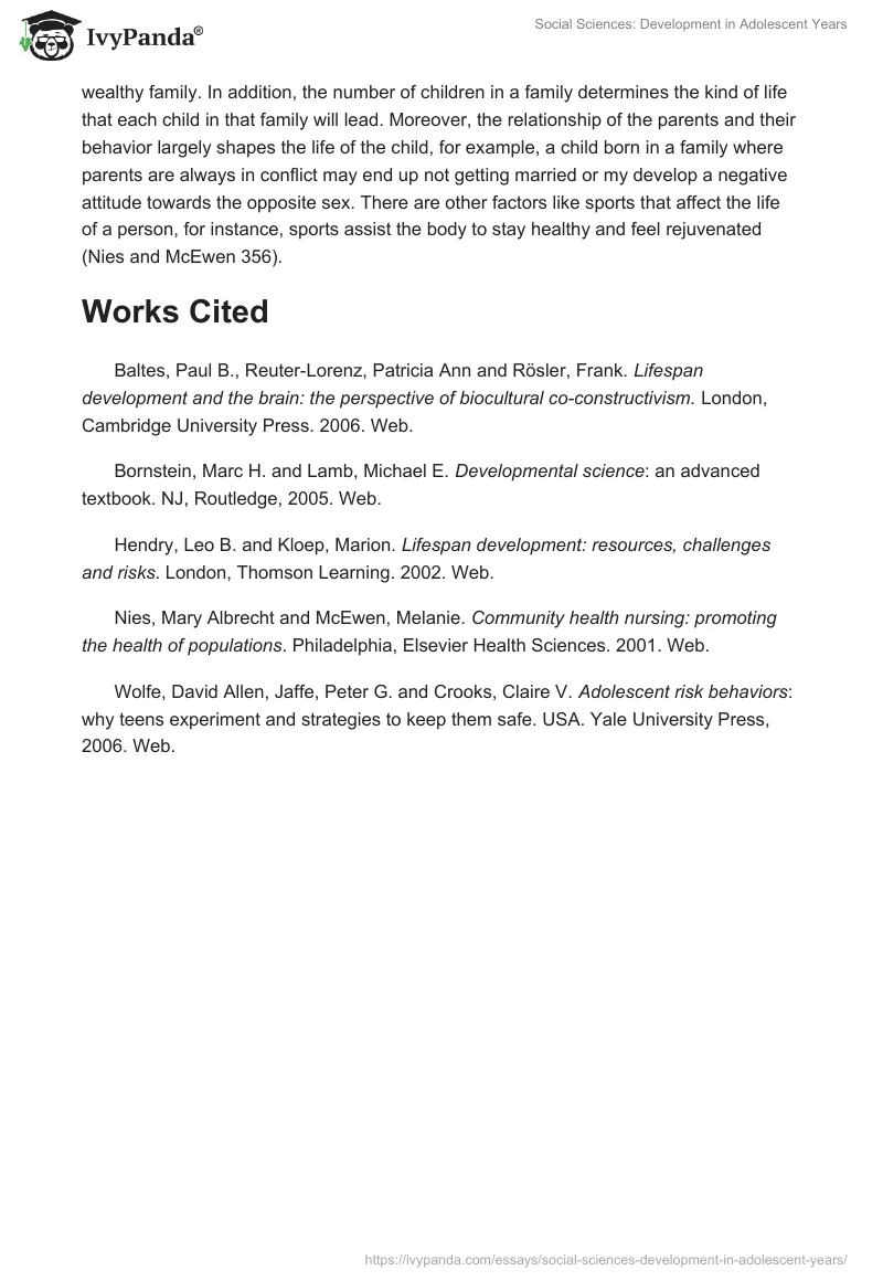 Social Sciences: Development in Adolescent Years. Page 3