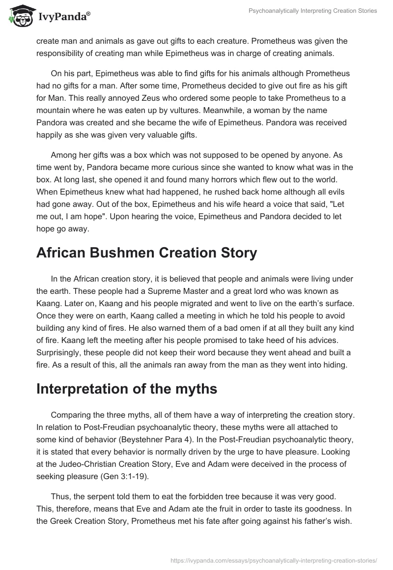 Psychoanalytically Interpreting Creation Stories. Page 2