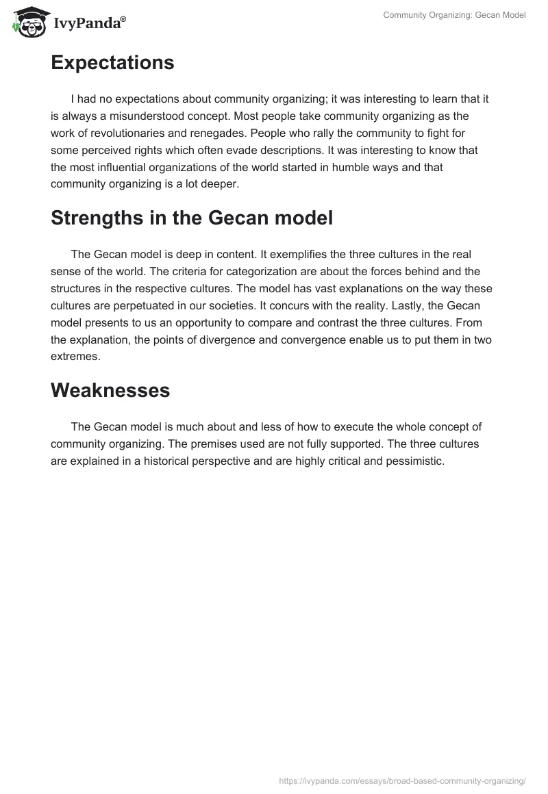 Community Organizing: Gecan Model. Page 3