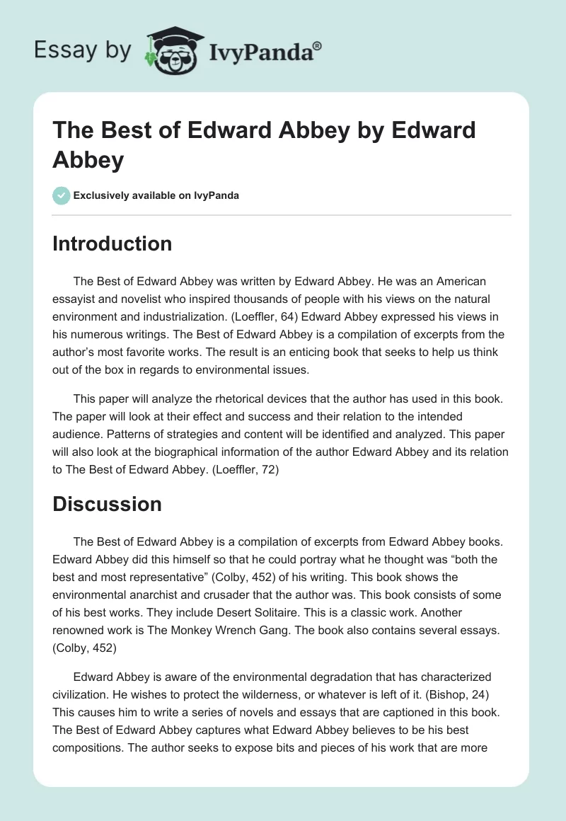 "The Best of Edward Abbey" by Edward Abbey. Page 1