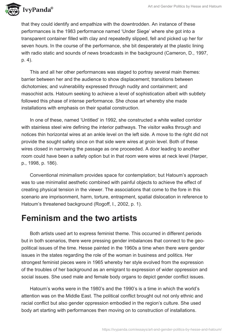 Art and Gender Politics by Hesse and Hatoum. Page 4
