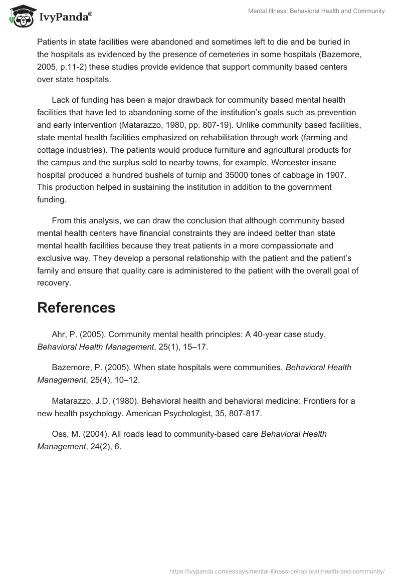 Mental Illness: Behavioral Health and Community. Page 2
