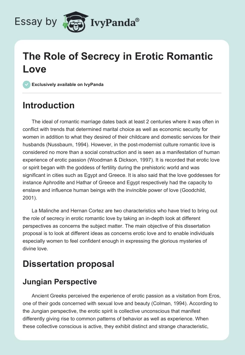 The Role of Secrecy in Erotic Romantic Love. Page 1