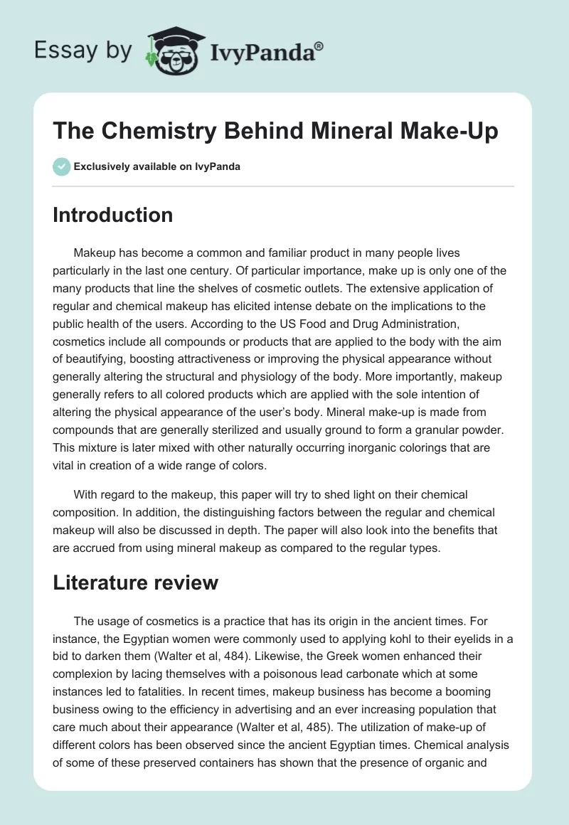 The Chemistry Behind Mineral Make-Up. Page 1