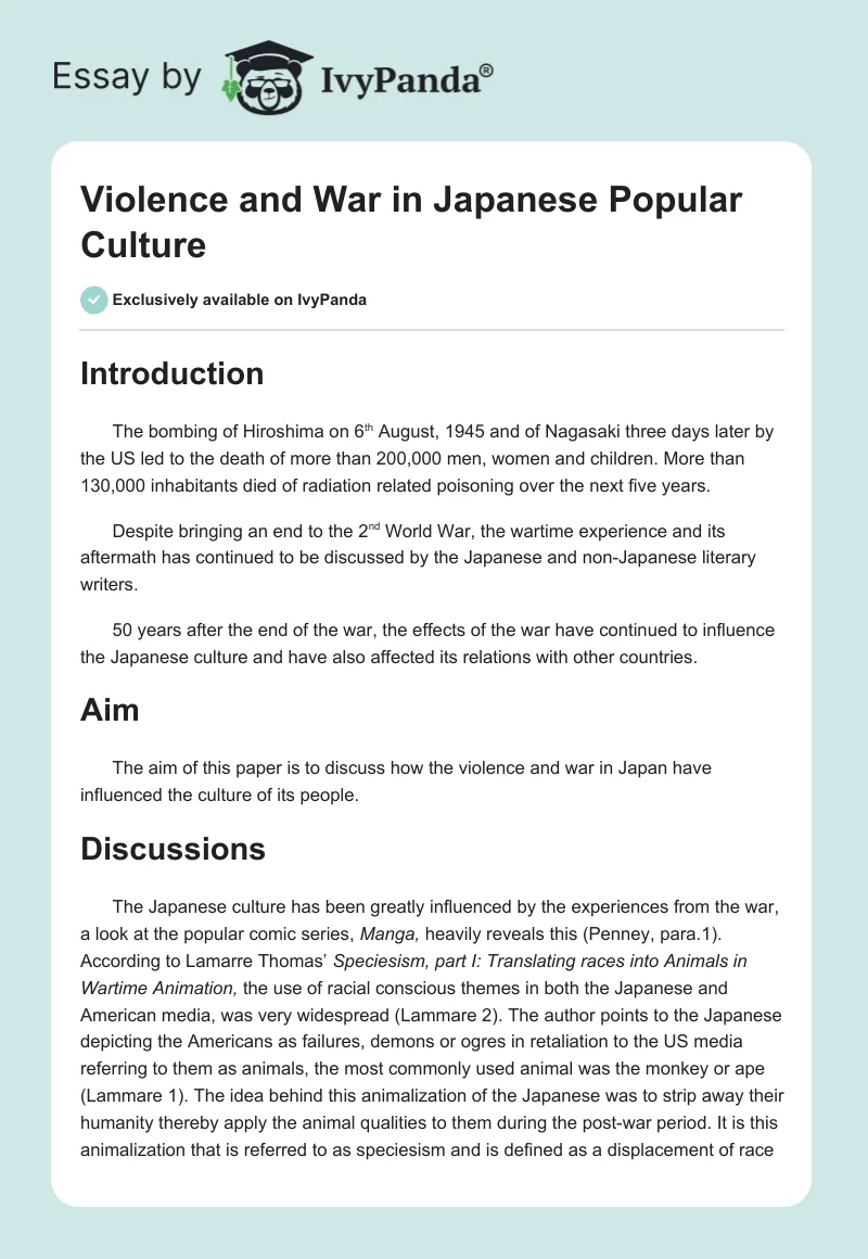 Violence and War in Japanese Popular Culture. Page 1