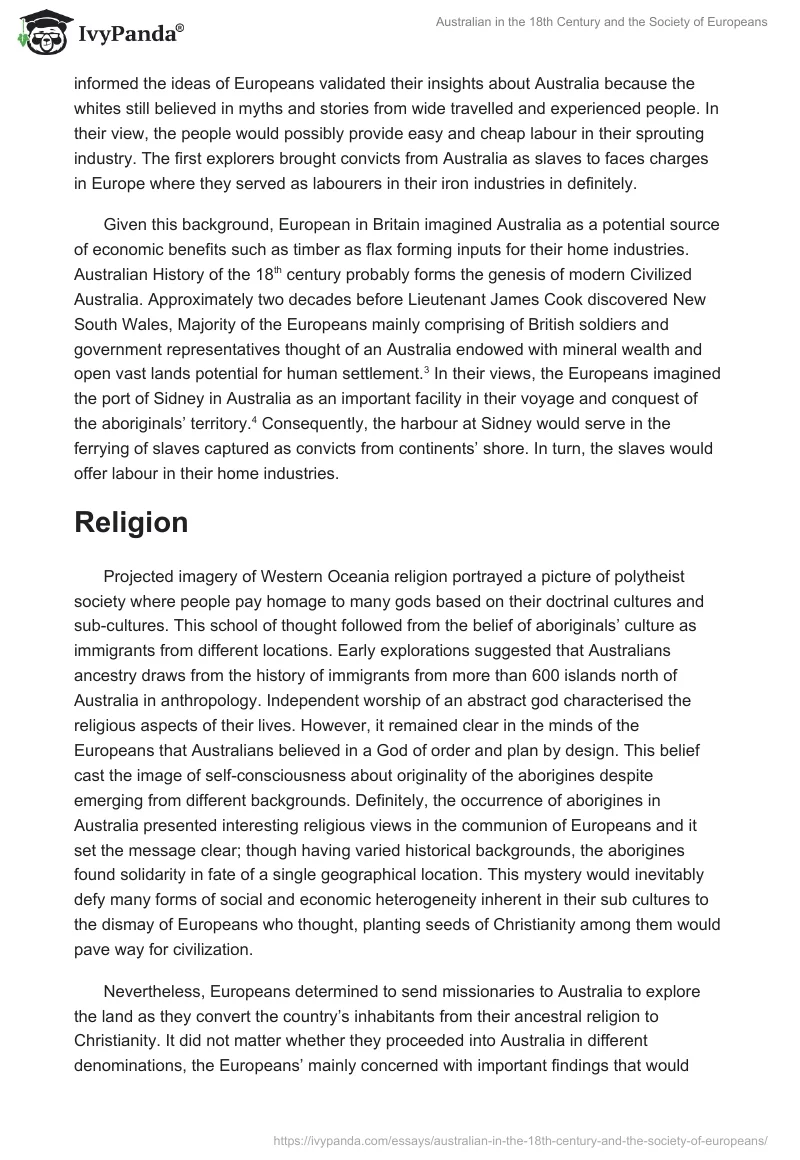 Australian in the 18th Century and the Society of Europeans. Page 3