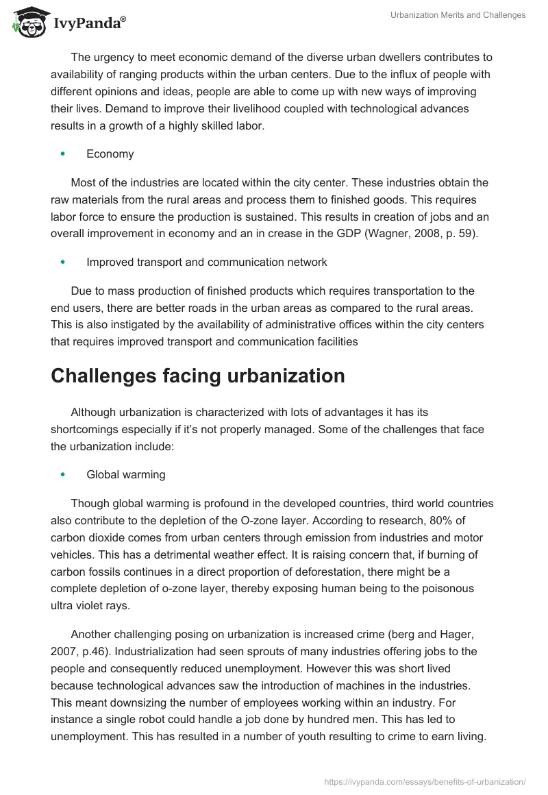 Urbanization Merits and Challenges. Page 2