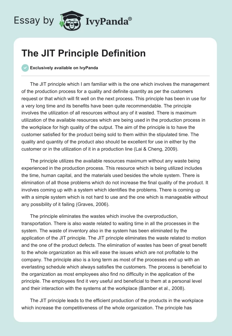 The JIT Principle Definition. Page 1