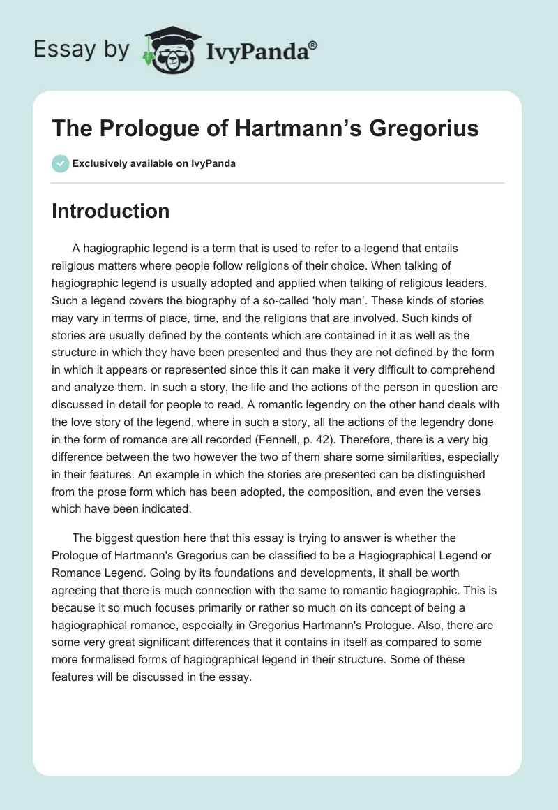 The Prologue of Hartmann’s Gregorius. Page 1