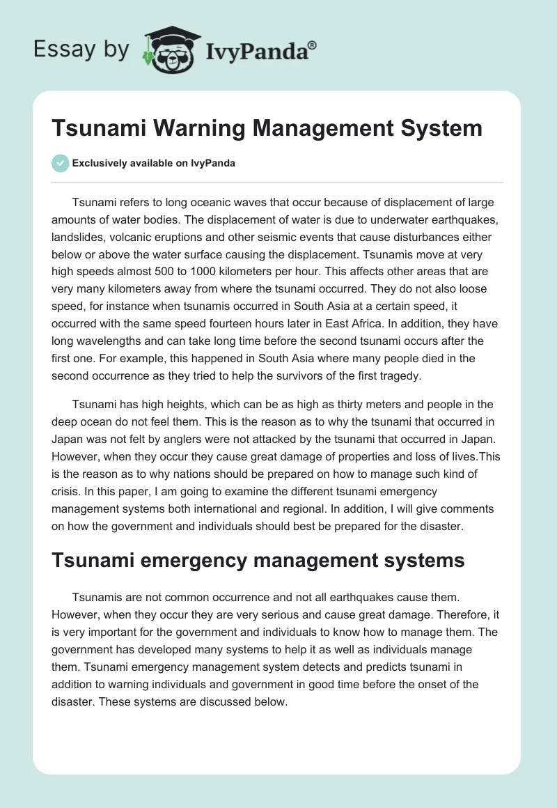 Tsunami Warning Management System. Page 1