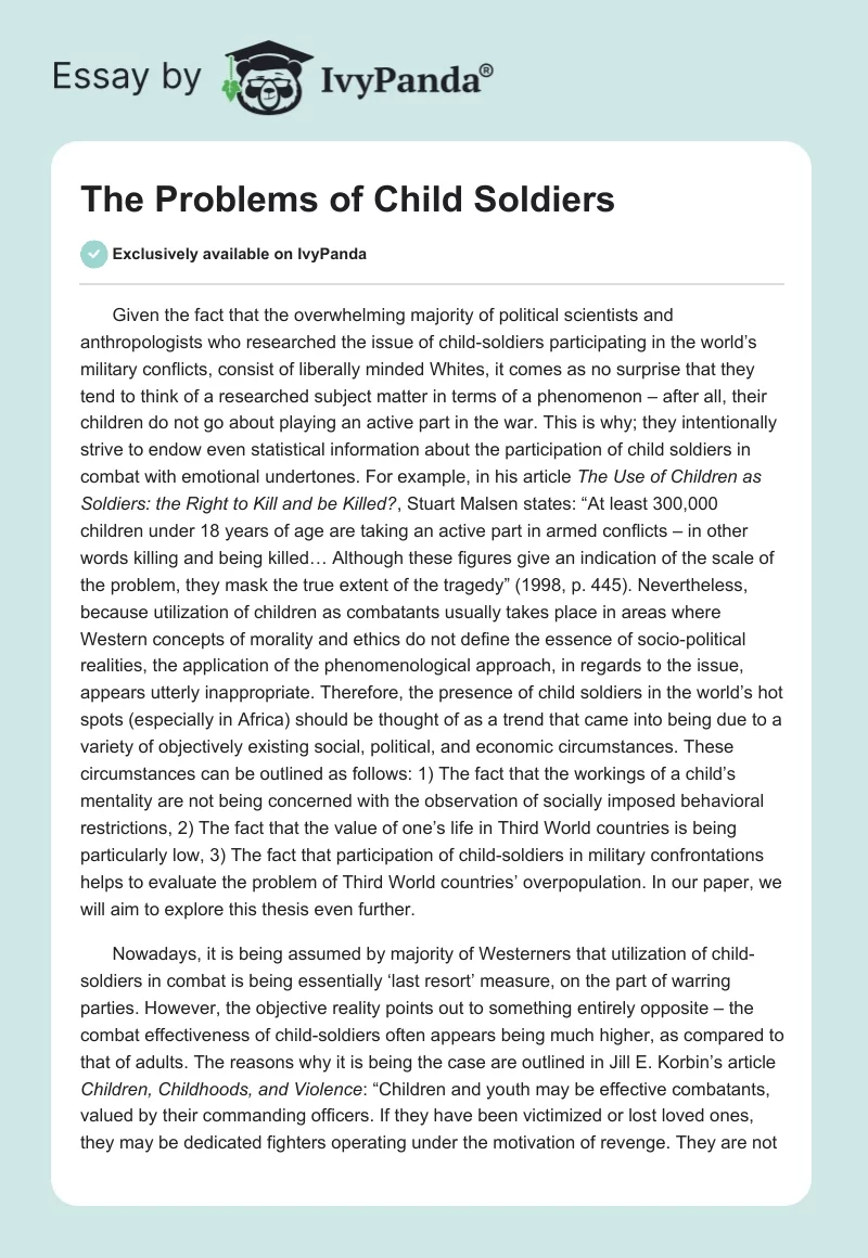 The Problems of Child Soldiers. Page 1