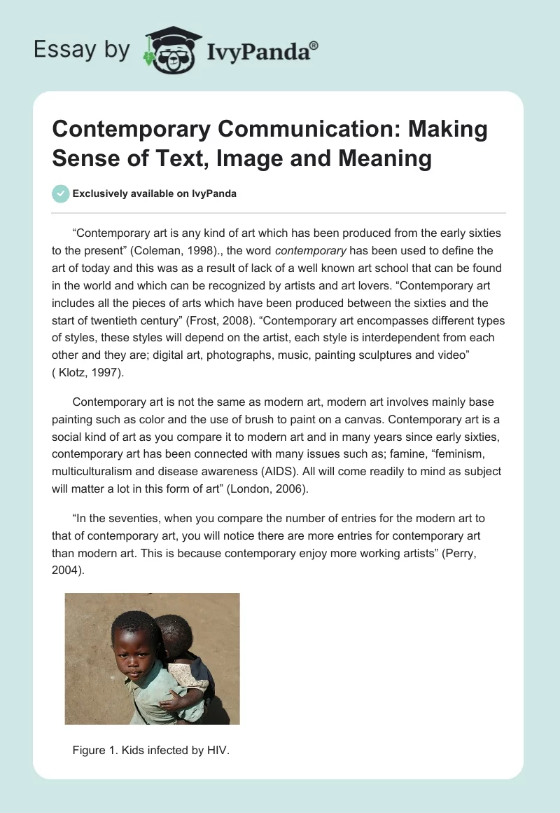 Contemporary Communication: Making Sense of Text, Image and Meaning. Page 1