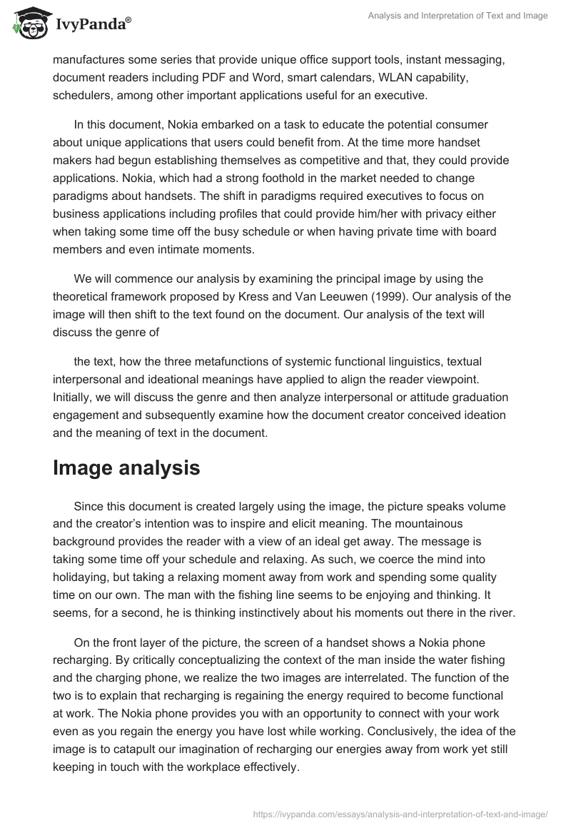Analysis and Interpretation of Text and Image. Page 2
