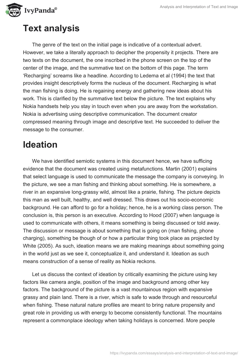 Analysis and Interpretation of Text and Image. Page 5
