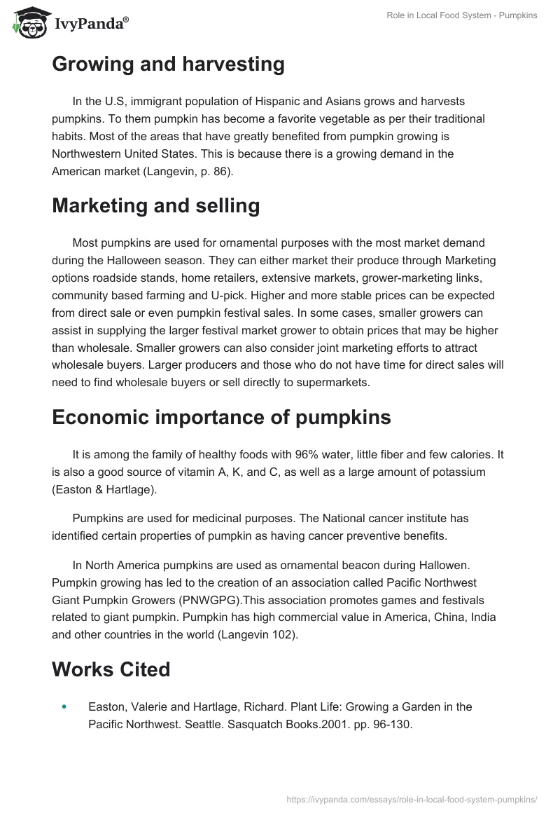 Role in Local Food System - Pumpkins. Page 2