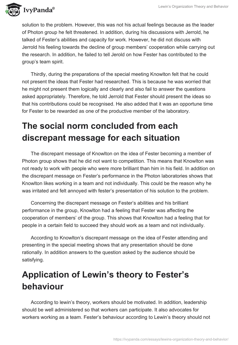 Lewin’s Organization Theory and Behavior. Page 2