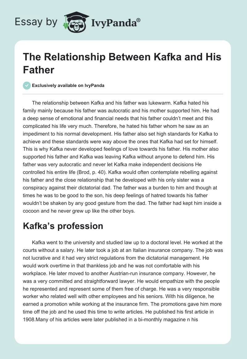 The Relationship Between Kafka and His Father. Page 1