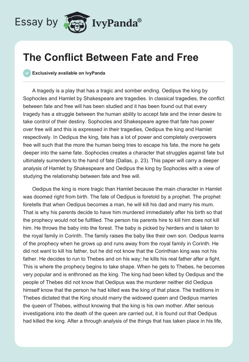 The Conflict Between Fate and Free. Page 1
