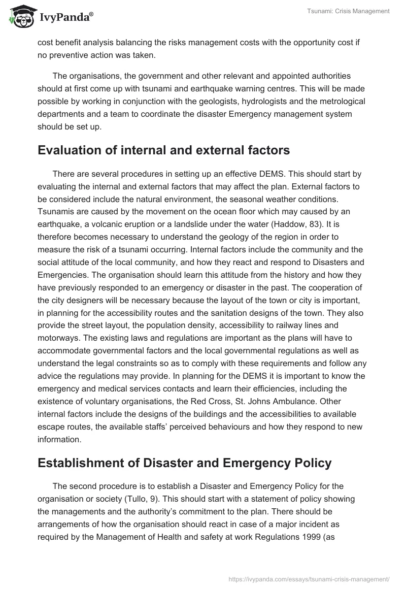 Tsunami: Crisis Management. Page 2