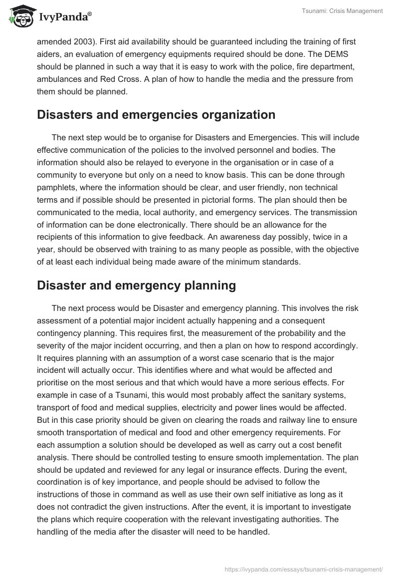 Tsunami: Crisis Management. Page 3