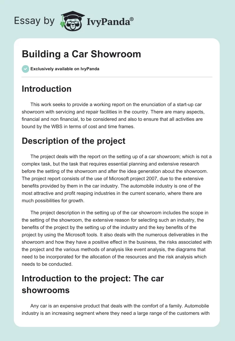 Building a Car Showroom. Page 1
