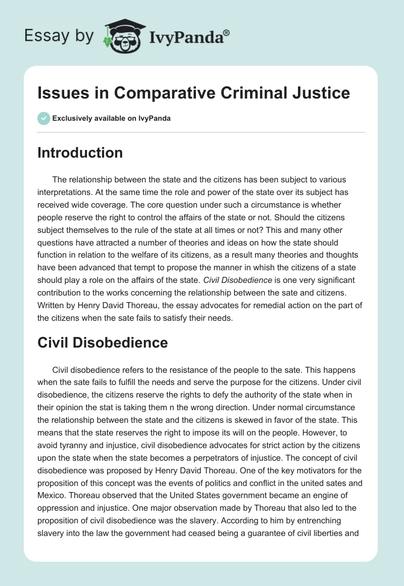 Issues in Comparative Criminal Justice. Page 1