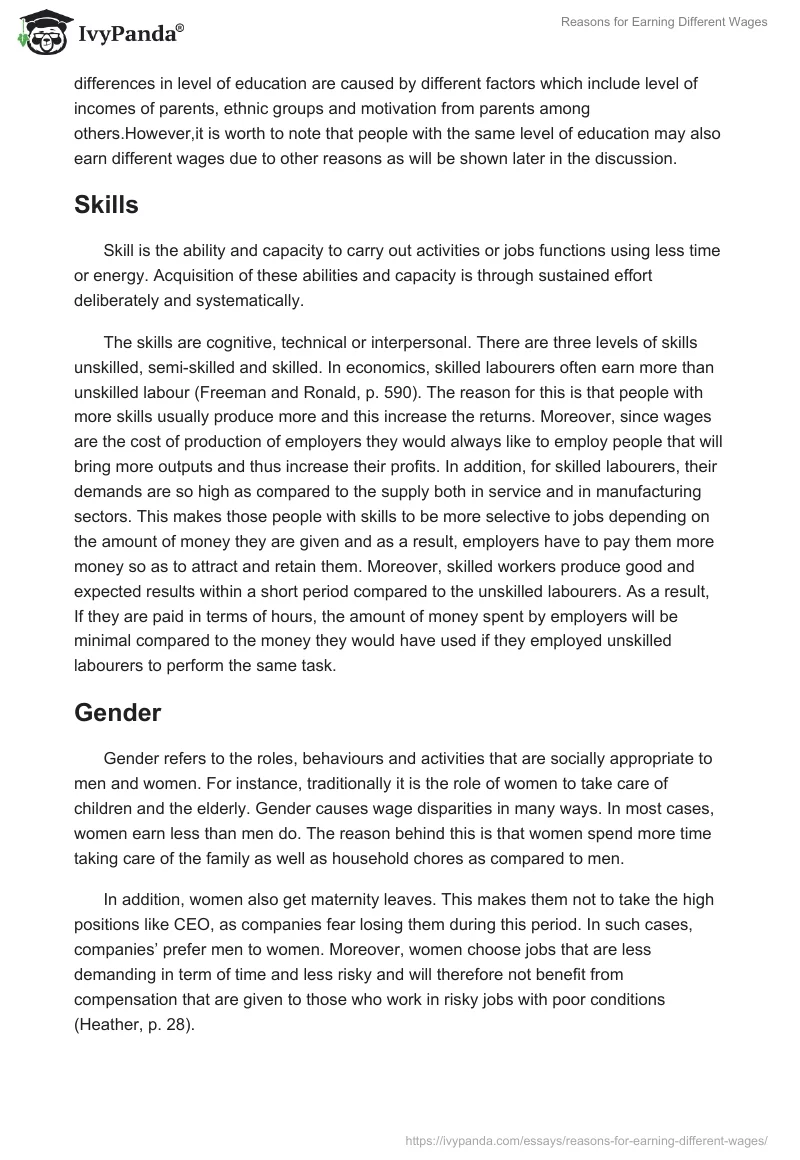 Reasons for Earning Different Wages. Page 2