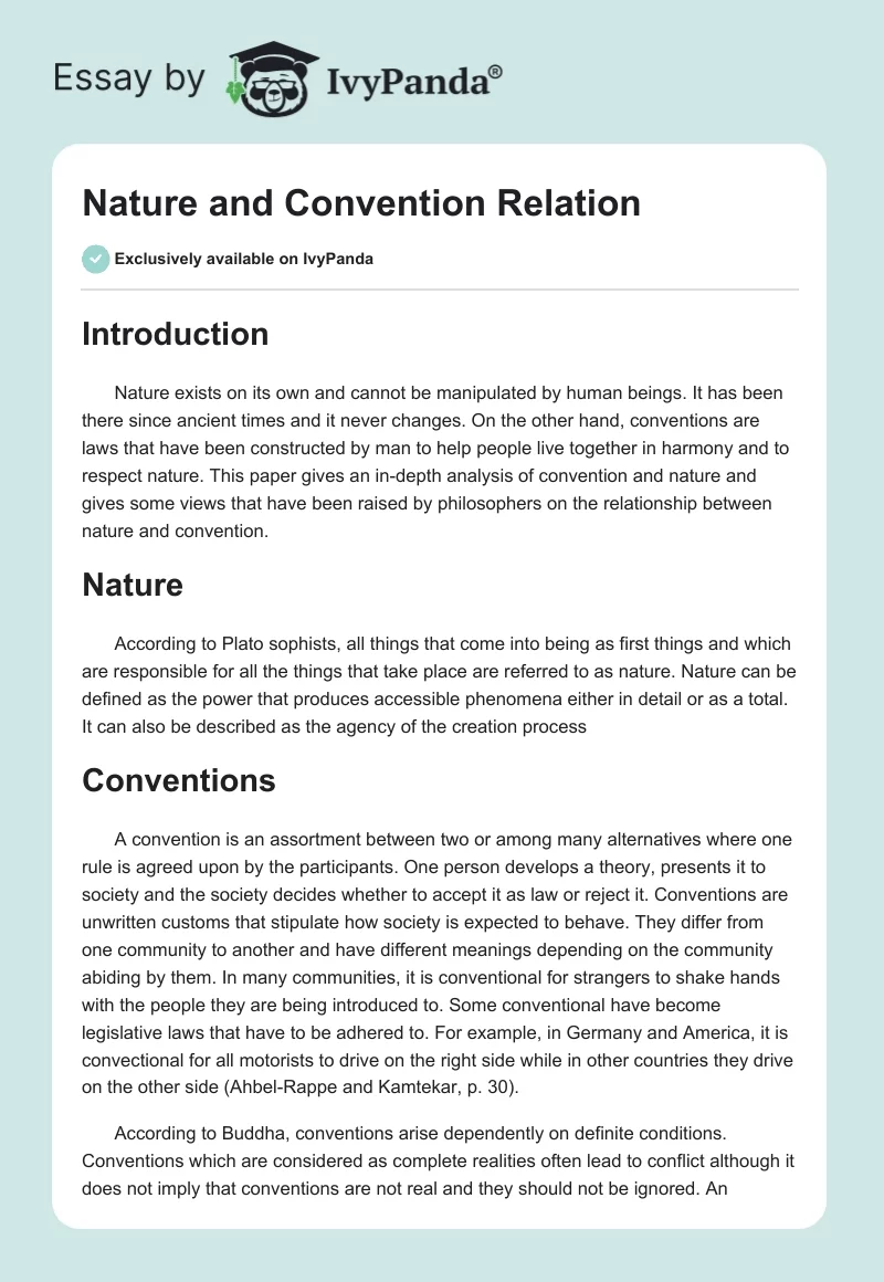 Nature and Convention Relation. Page 1