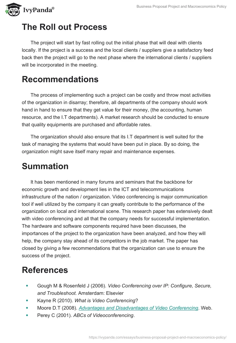 Business Proposal Project and Macroeconomics Policy. Page 5