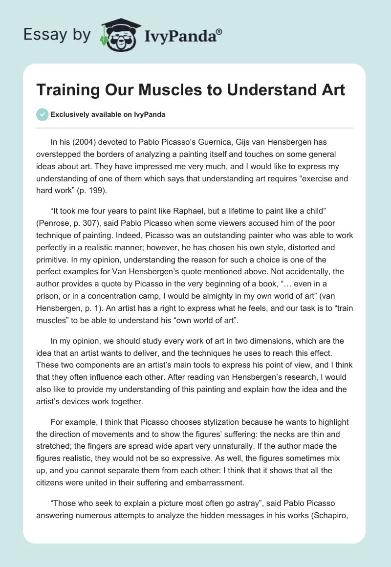 Training Our Muscles to Understand Art. Page 1