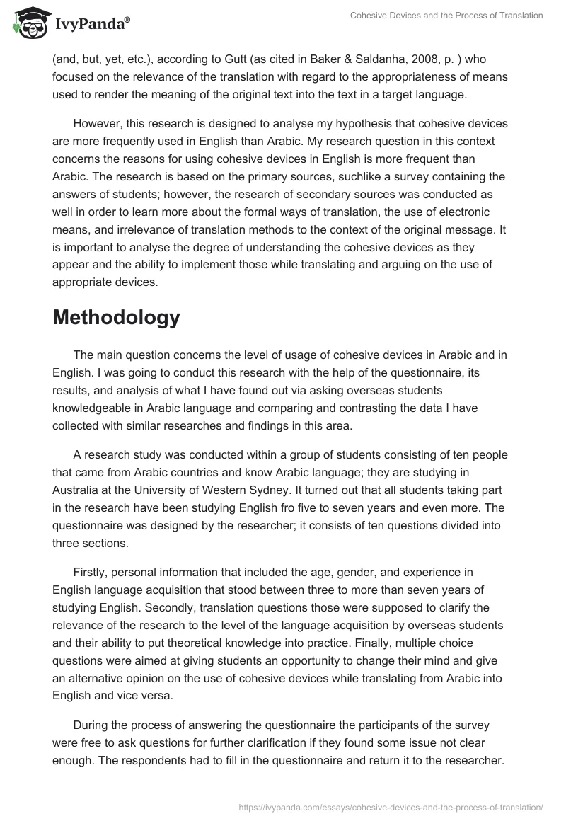 Cohesive Devices and the Process of Translation. Page 2