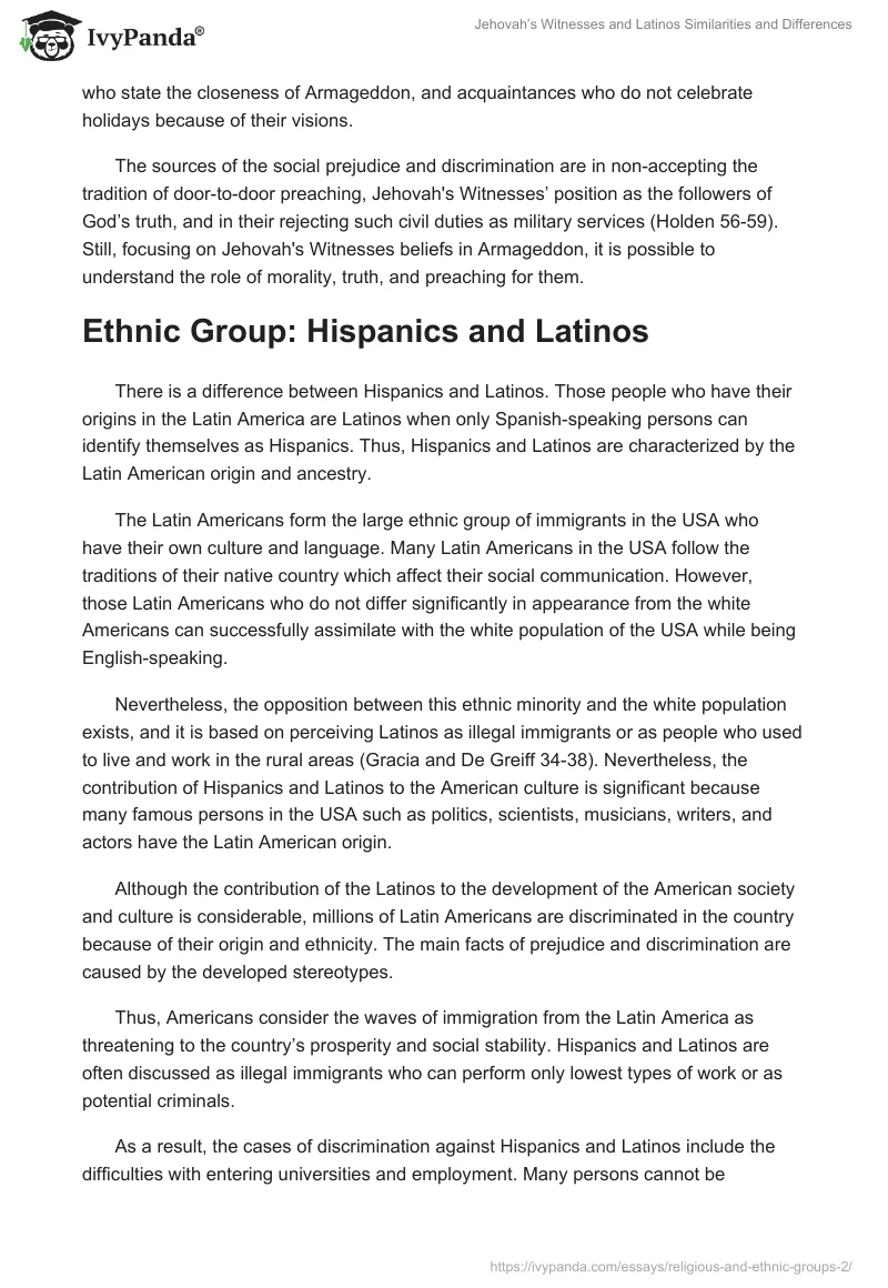 Jehovah’s Witnesses and Latinos Similarities and Differences. Page 2
