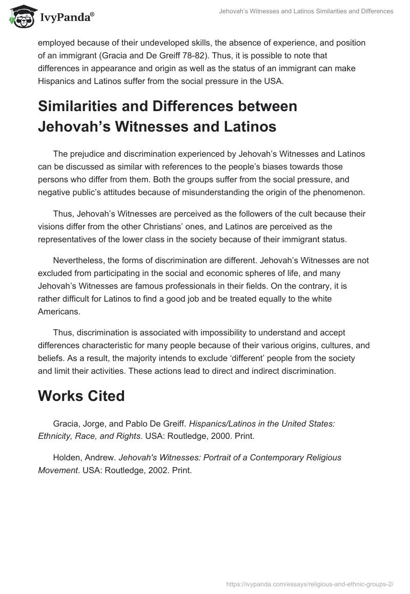 Jehovah’s Witnesses and Latinos Similarities and Differences. Page 3