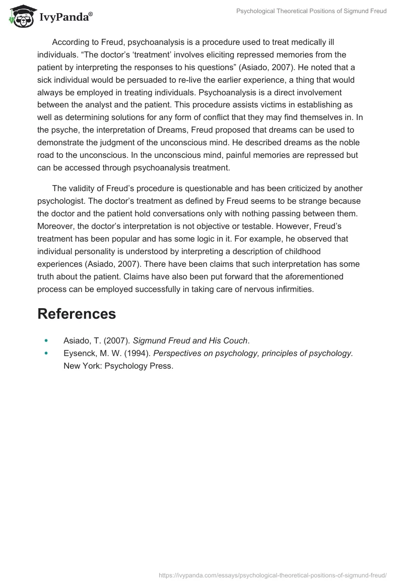 Psychological Theoretical Positions of Sigmund Freud. Page 2