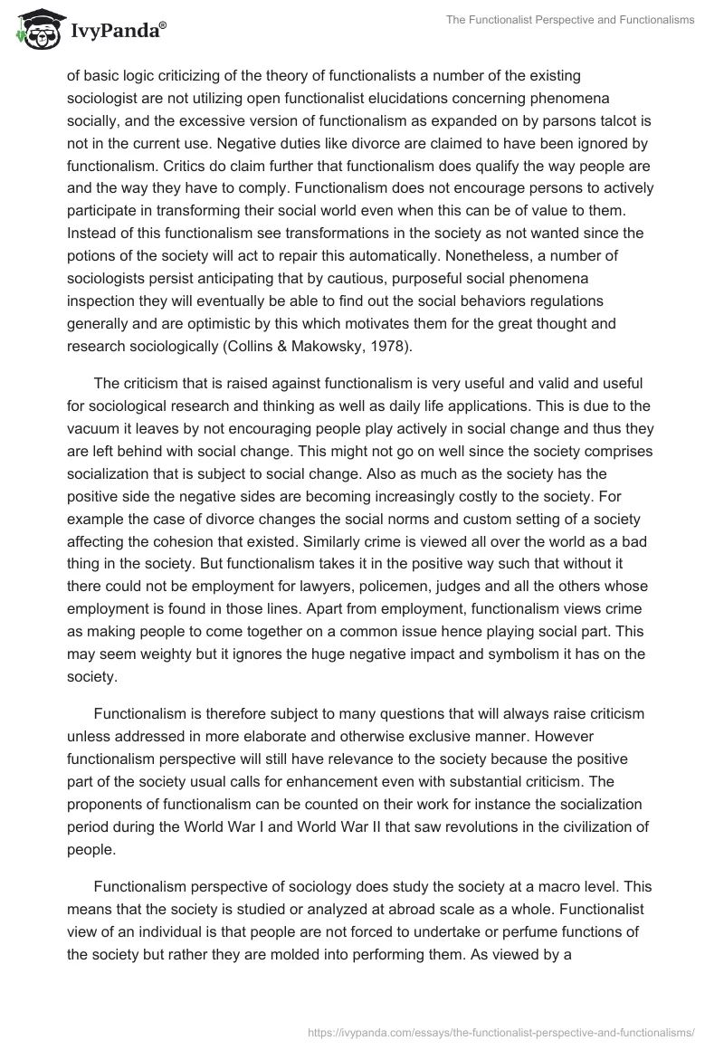The Functionalist Perspective and Functionalisms. Page 4