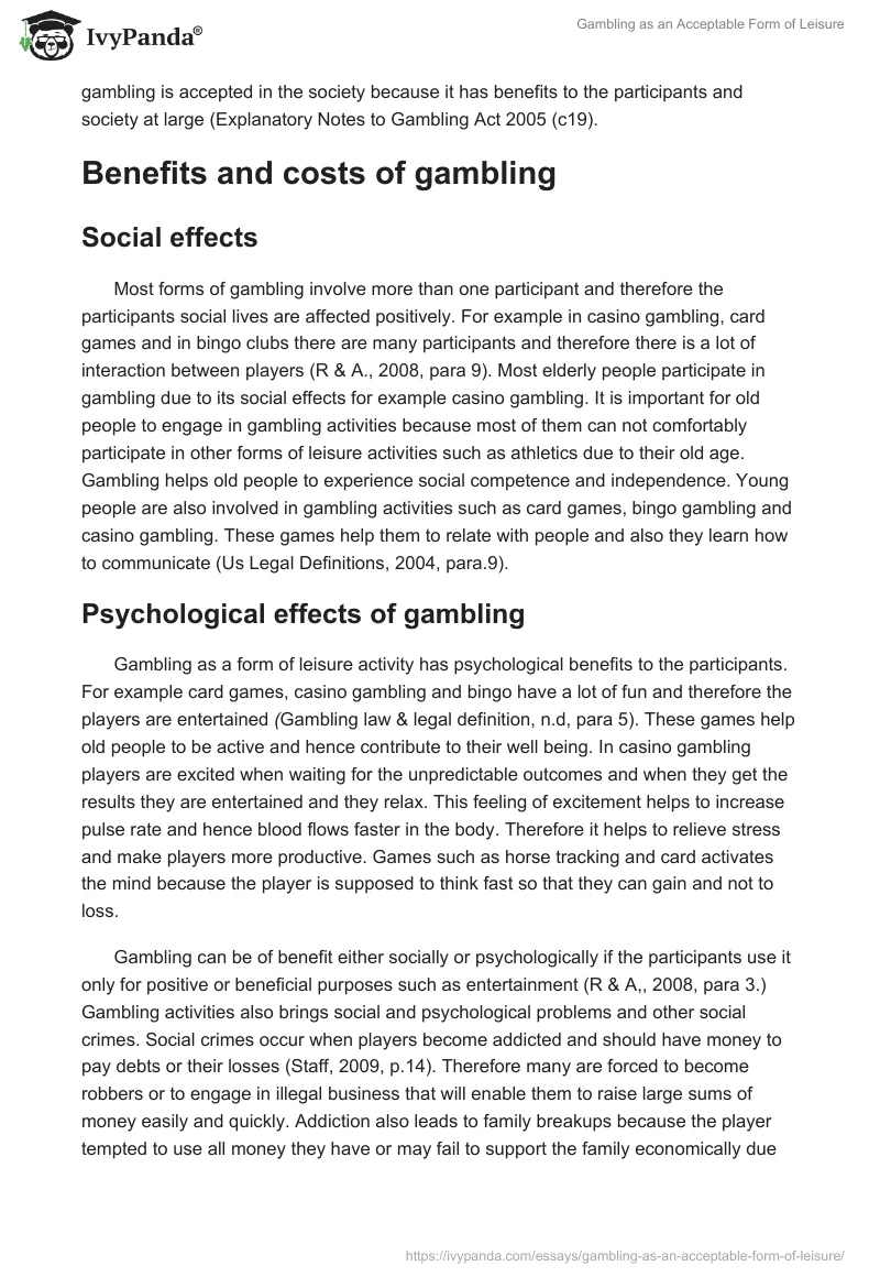 Gambling as an Acceptable Form of Leisure. Page 3