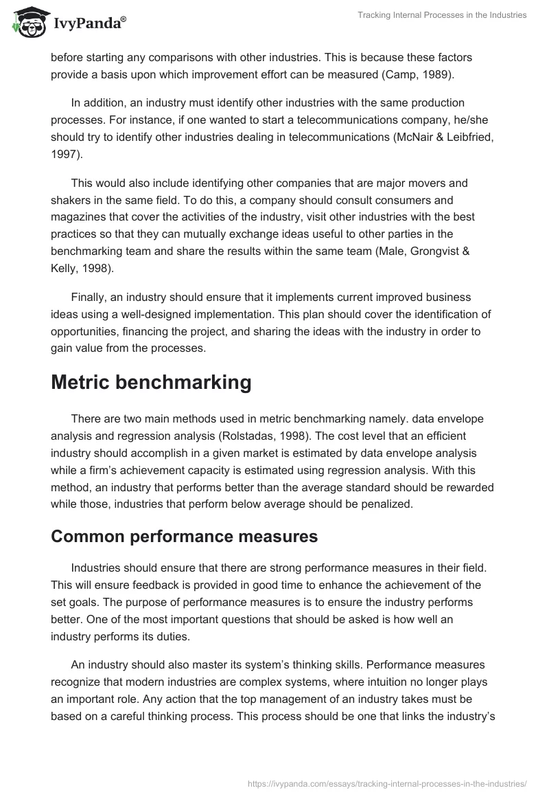 Tracking Internal Processes in the Industries. Page 2