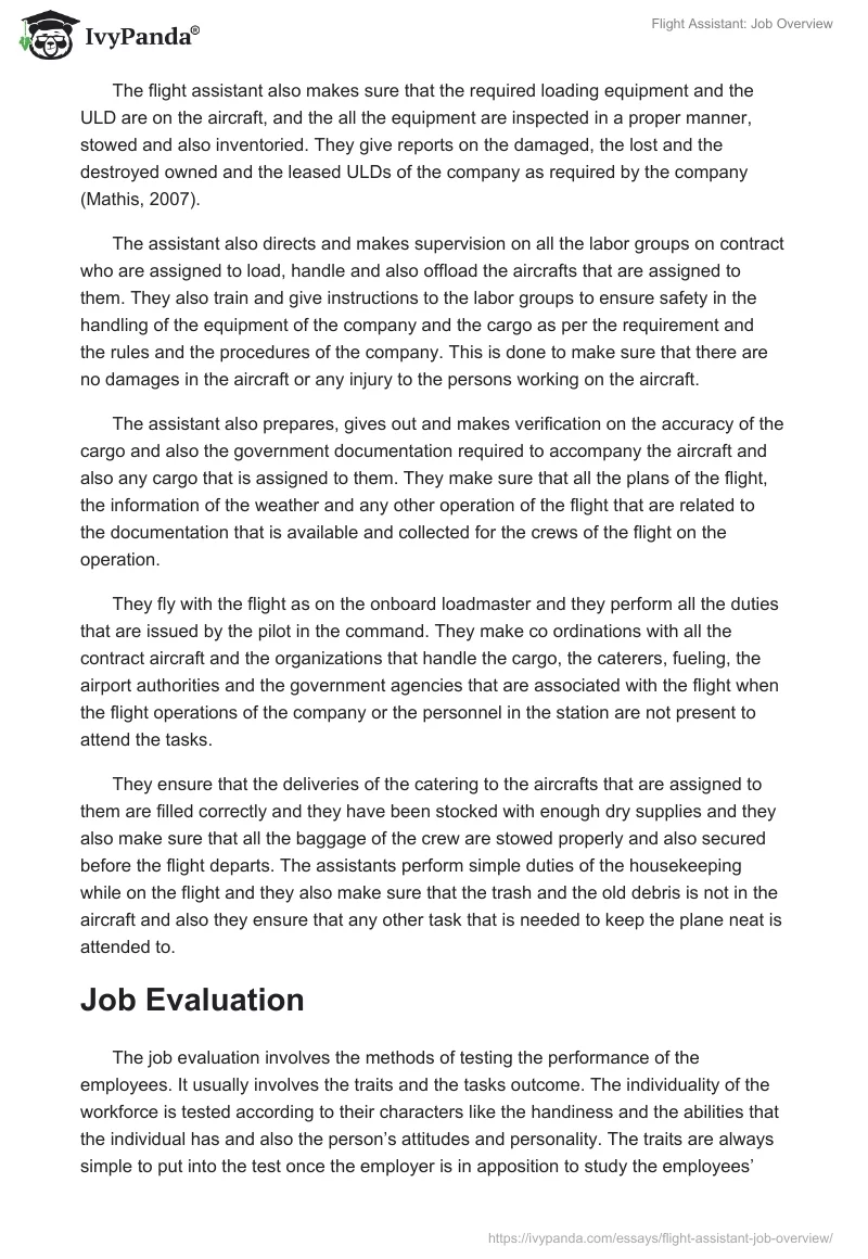 Flight Assistant: Job Overview. Page 2
