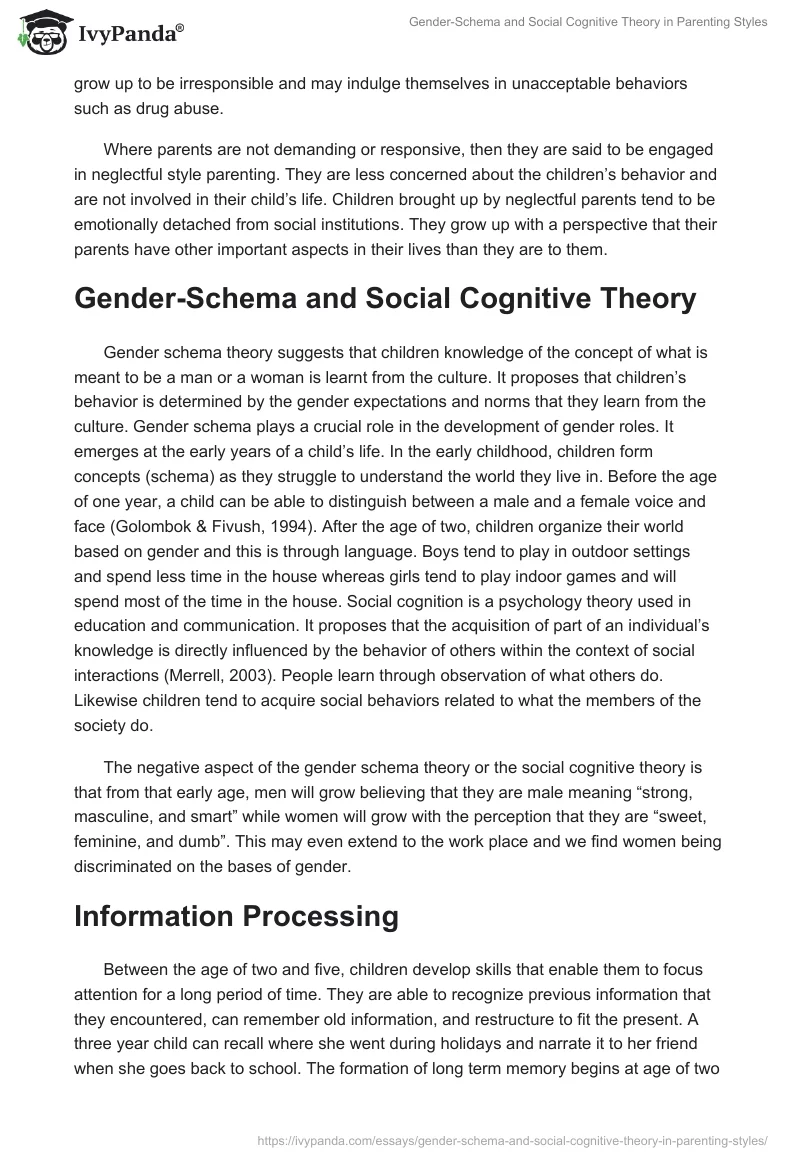 Gender-Schema and Social Cognitive Theory in Parenting Styles. Page 2