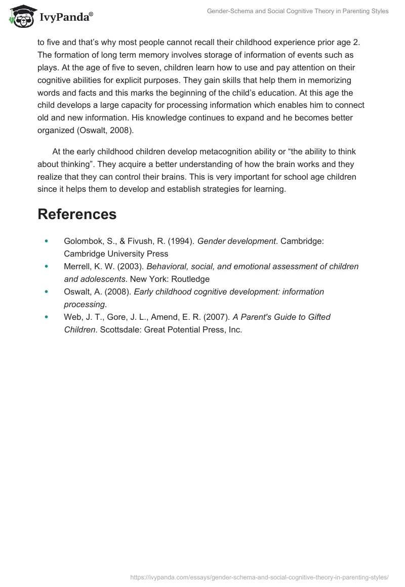 Gender-Schema and Social Cognitive Theory in Parenting Styles. Page 3