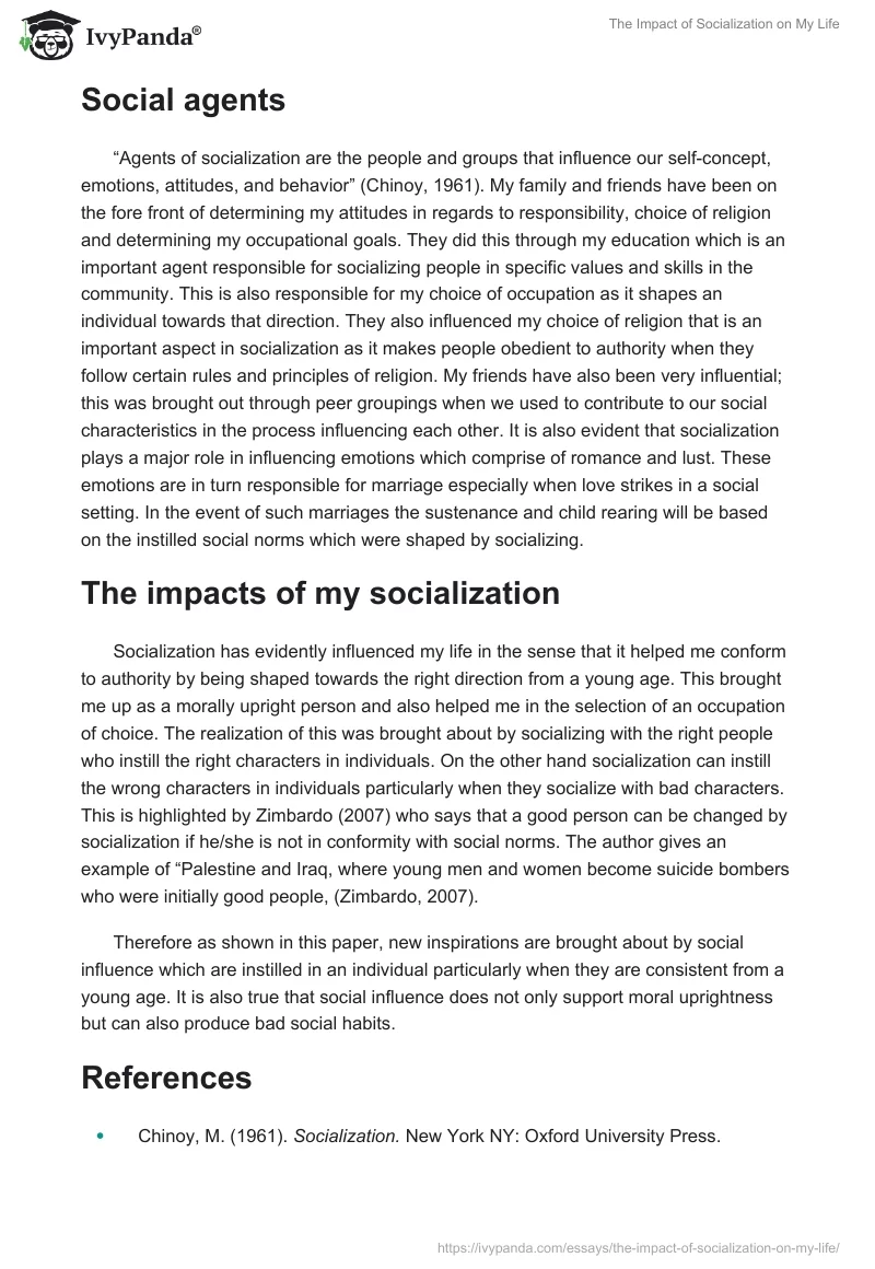 The Impact of Socialization on My Life. Page 3