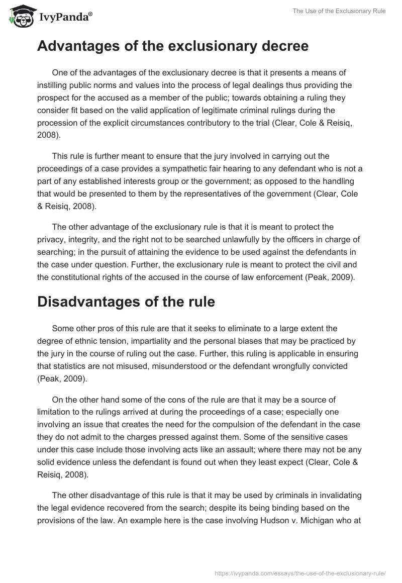 The Use of the Exclusionary Rule. Page 2