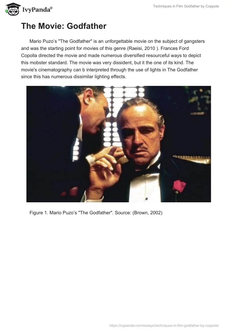 Techniques in Film "Godfather" by Coppola. Page 2