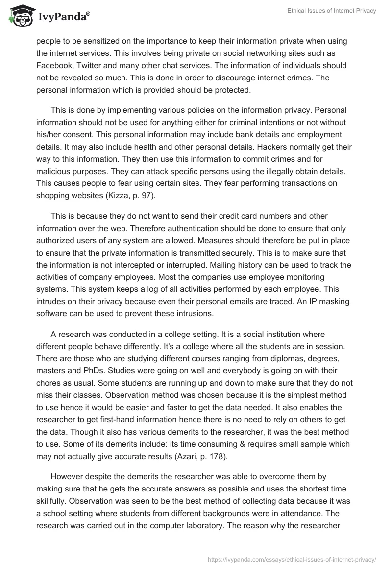 Ethical Issues of Internet Privacy. Page 2