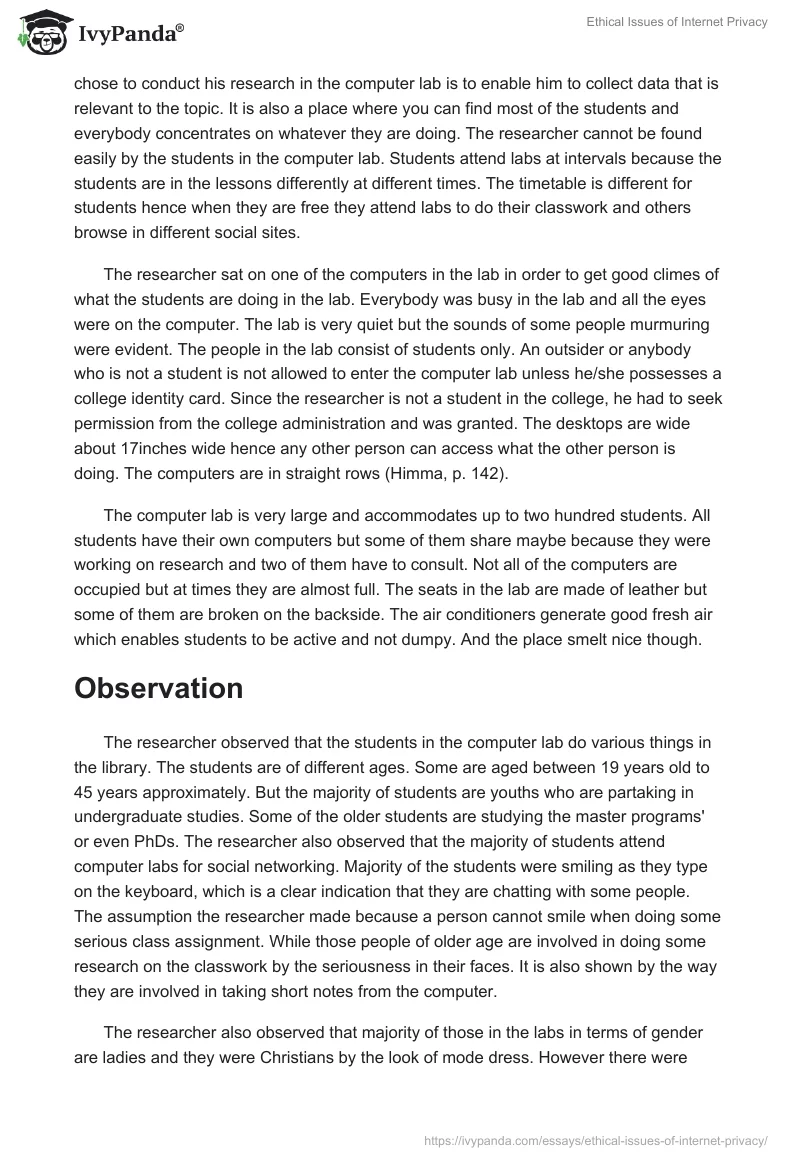 Ethical Issues of Internet Privacy. Page 3